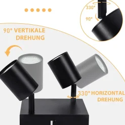 NETTLIFE Spot de plafond salon 2 ampoules noir GU10 plafonnier pivotant spot intérieur moderne pour chambre cuisine