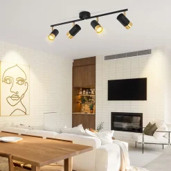 NETTLIFE Spot de plafond GU10 lampe de couloir noir doré orientable vintage