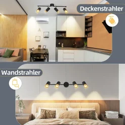 NETTLIFE Spot de plafond GU10 lampe de couloir noir doré orientable vintage