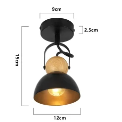 NETTLIFE Spot de plafond vintage noir E27 orientable rétro entrée salon chambre
