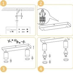 NETTLIFE Spot de plafond noir GU10 spot mural en bois vintage pivotant sans ampoule industriel