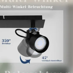 NETTLIFE Spot de Plafond Noir Plafonnier Vintage GU10 Lampe de Cuisine pour Orientable 3 Flammes Vintage