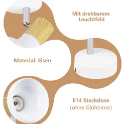 NETTLIFE Spot de plafond 1 flamme plafonnier blanc spot de couloir industriel E14 intérieur orientable