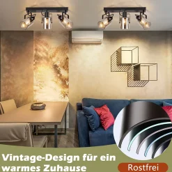 NETTLIFE Spot de plafond Spots de plafond noirs 3 ampoules E14 spots verre