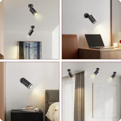 NETTLIFE Spot de plafond noir 1 ampoule plafonnier moderne spot GU10 spots orientables intérieur métal