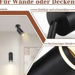 NETTLIFE Spot de plafond noir 1 ampoule plafonnier moderne spot GU10 spots orientables intérieur métal
