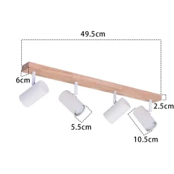 NETTLIFE Spot de plafond 4 flammes bois noir vintage GU10 plafonnier orientable lampe de couloir orientable