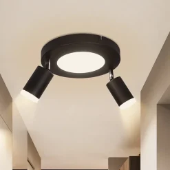 NETTLIFE Spot de plafond 2 ampoules noir 3000K protection des yeux installation facile orientable GU10