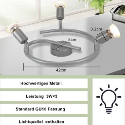 NETTLIFE Spot de plafond LED orientable GU10 spots de plafond 3 lampes salon industriel