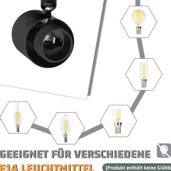 NETTLIFE Spot de plafond noir E14 abat-jour en verre vintage d'intérieur Spot moderne pour chambre à coucher salon