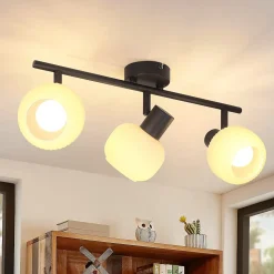 NETTLIFE Spot de plafond noir E14 abat-jour en verre vintage d'intérieur Spot moderne pour chambre à coucher salon