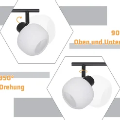 NETTLIFE Spot de plafond noir E14 abat-jour en verre vintage d'intérieur Spot moderne pour chambre à coucher salon