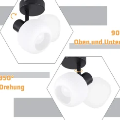 NETTLIFE Spot de plafond noir E14 abat-jour en verre vintage d'intérieur Spot moderne pour chambre à coucher salon