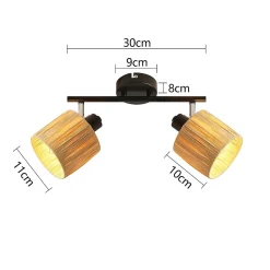 NETTLIFE Spot De Plafond 2 Flammes E14 Noir Naturel Plafonnier Papier Salon