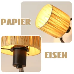 NETTLIFE Spot De Plafond 2 Flammes E14 Noir Naturel Plafonnier Papier Salon