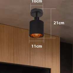 NETTLIFE Spot de Plafond MAX.40W Plafonnier Noir Vintage E14 Spot Mural Écran en Tissu pour Salon Chambre,Sans Ampoule