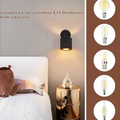 NETTLIFE Spot de Plafond MAX.40W Plafonnier Noir Vintage E14 Spot Mural Écran en Tissu pour Salon Chambre,Sans Ampoule