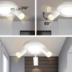 NETTLIFE Spot de plafond 3 ampoules GU10 20W chambre 3000k lampe de cuisine métal orientable