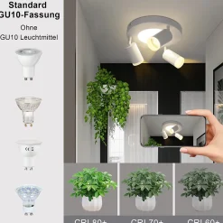 NETTLIFE Spot de plafond 3 ampoules GU10 20W chambre 3000k lampe de cuisine métal orientable