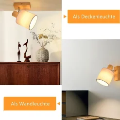 NETTLIFE Spot de Plafond Couloir Mural Moderne en Bois E14 MAX.40W pour Salon Chambre Cuisine (sans Ampoule)