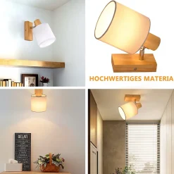 NETTLIFE Spot de Plafond Couloir Mural Moderne en Bois E14 MAX.40W pour Salon Chambre Cuisine (sans Ampoule)