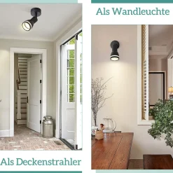 NETTLIFE Spot de plafond LED 1 ampoule noir salon plafonnier orientable GU10 spot lampe moderne