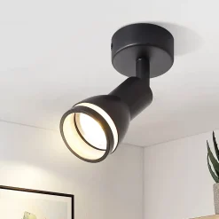 NETTLIFE Spot de plafond LED 1 ampoule noir salon plafonnier orientable GU10 spot lampe moderne