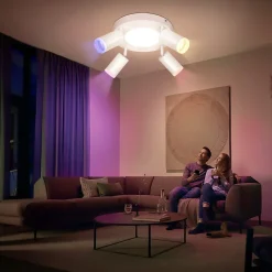 NETTLIFE Spot de plafond 4 ampoules rond 20W 3000K GU10 installation facile blanc chaud orientable moderne