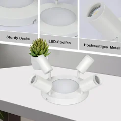 NETTLIFE Spot de plafond 4 ampoules rond 20W 3000K GU10 installation facile blanc chaud orientable moderne