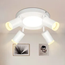 NETTLIFE Spot de plafond 4 ampoules rond 20W 3000K GU10 installation facile blanc chaud orientable moderne