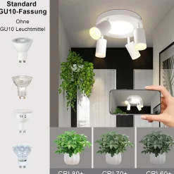 NETTLIFE Spot de plafond 4 ampoules rond 20W 3000K GU10 installation facile blanc chaud orientable moderne