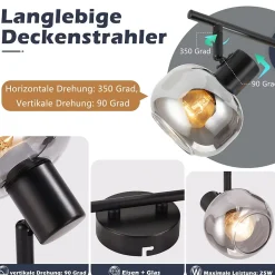 NETTLIFE Spot de plafond spots de plafond noirs GU10-2 moderne