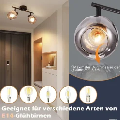 NETTLIFE Spot de plafond spots de plafond noirs GU10-2 moderne