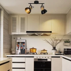 NETTLIFE Spot de plafond 2 flammes vintage noir E27 orientable lampe de couloir rétro métal industriel