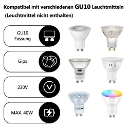 NETTLIFE Spot En Saillie Blanc Rond Gu10 Spots De Plafond Plâtre Moderne Petit 40w