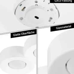 NETTLIFE Spot En Saillie Blanc Rond Couloir Plafonnier Gx53 2 Flammes Plafonnier Moderne En Max.10w