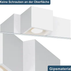 NETTLIFE Spot en saillie blanc GU10 spot en saillie carré 40W plâtre petit plafonnier moderne