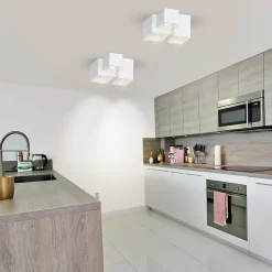 NETTLIFE Spot en saillie blanc GU10 spot en saillie carré 40W plâtre petit plafonnier moderne