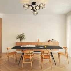 NETTLIFE Spot 3er De Plafond En Cristal Noir Vintage E14 Pour Couloir Pivotant à 350 Industriel