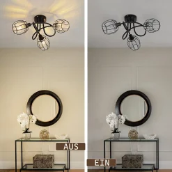 NETTLIFE Spot 3er De Plafond En Cristal Noir Vintage E14 Pour Couloir Pivotant à 350 Industriel