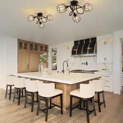 NETTLIFE Spot 3er De Plafond En Cristal Noir Vintage E14 Pour Couloir Pivotant à 350 Industriel