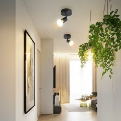 NETTLIFE Spot GU10 Max.40 W Applique murale d'intérieur moderne noire,abat-jour en tissu métallique, pour couloir, cuisine,