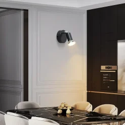 NETTLIFE Spot GU10 Max.40 W Applique murale d'intérieur moderne noire,abat-jour en tissu métallique, pour couloir, cuisine,