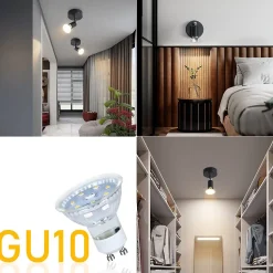 NETTLIFE Spot GU10 Max.40 W Applique murale d'intérieur moderne noire,abat-jour en tissu métallique, pour couloir, cuisine,