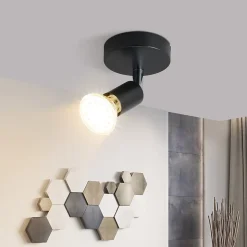 NETTLIFE Spot GU10 Max.40 W Applique murale d'intérieur moderne noire,abat-jour en tissu métallique, pour couloir, cuisine,