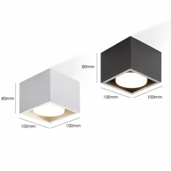 NETTLIFE Spot LED Plafonniers Noir GX53 MAX.5W Spot Carré Pivotant pour Cuisine Salon Salle à Manger Couloir