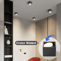 NETTLIFE Spot LED Plafonniers Noir GX53 MAX.5W Spot Carré Pivotant pour Cuisine Salon Salle à Manger Couloir