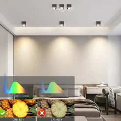 NETTLIFE Spot LED Plafonniers Noir GX53 MAX.5W Spot Carré Pivotant pour Cuisine Salon Salle à Manger Couloir