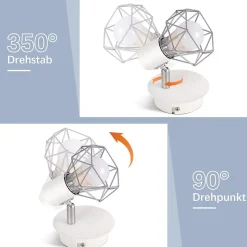 NETTLIFE Spot Mural Vintage Blanc Applique Murale E14 Abat-Jour en Métal Rétro Bar Salle à Manger Hôtel Max.