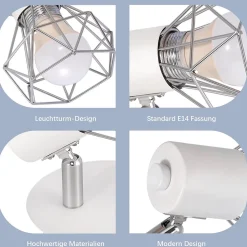 NETTLIFE Spot Mural Vintage Blanc Applique Murale E14 Abat-Jour en Métal Rétro Bar Salle à Manger Hôtel Max.